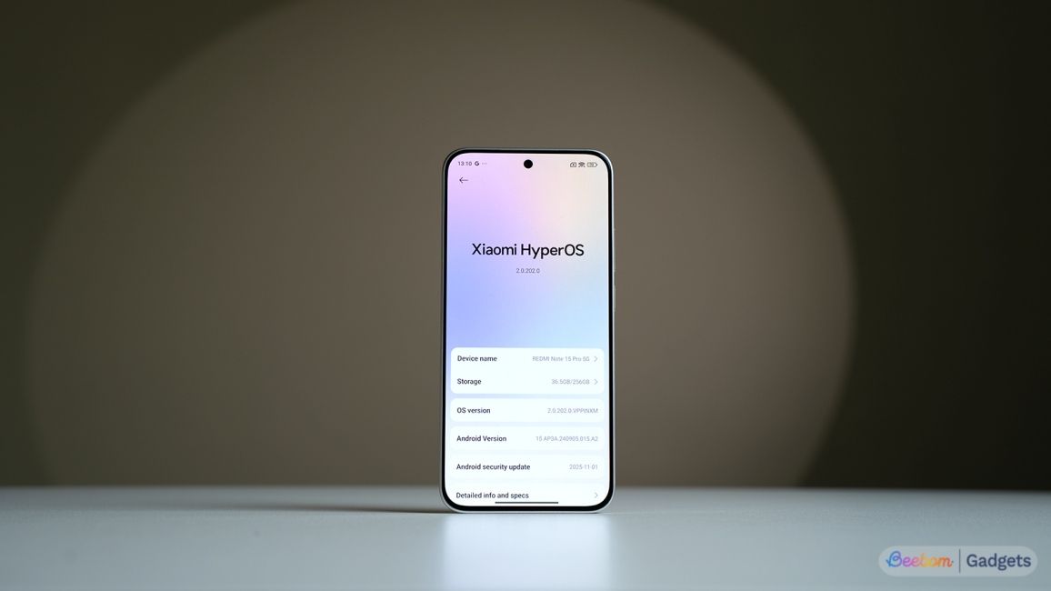 Redmi Note 15 Pro software page