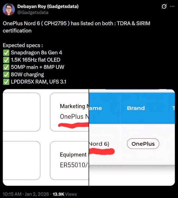 OnePlus Nord 6 leaked details OnePlus Nord 6 leaked details
