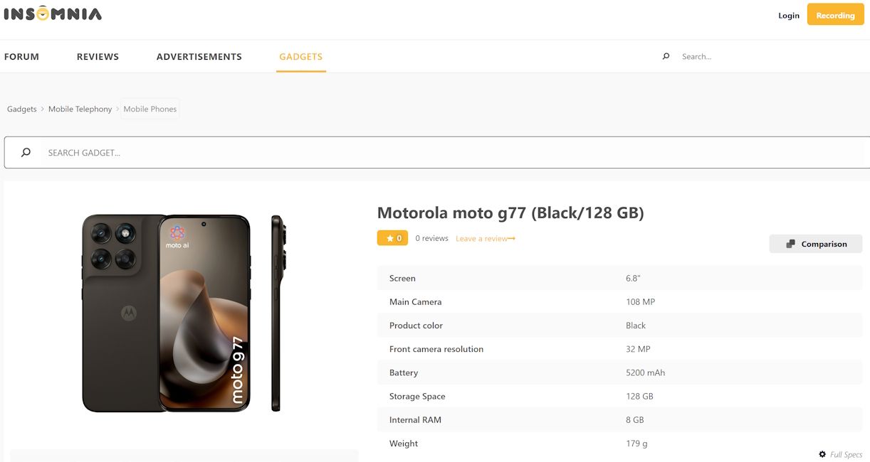 Moto g77 leaked specs