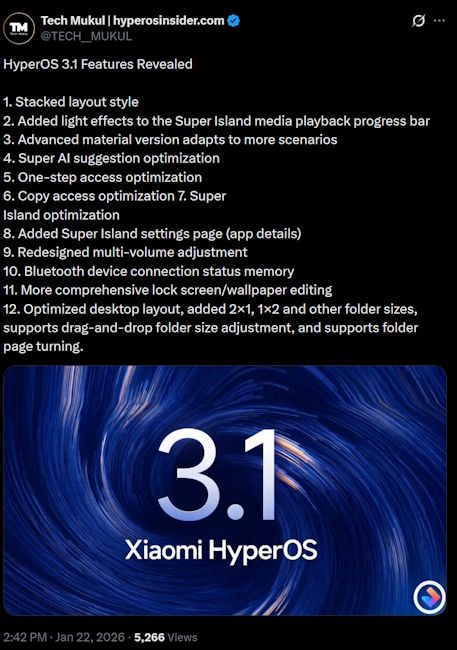 Xiaomi HyperOS 3.1 leaked features