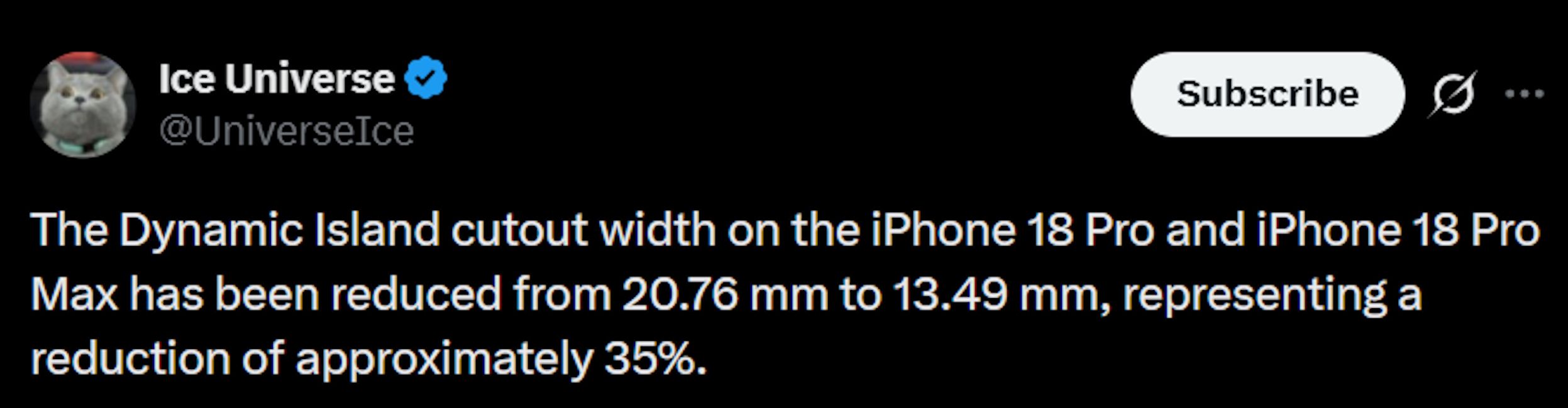 iPhone 18 Pro Dynamic Island size reduction tipped
