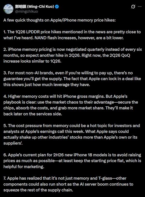 iPhone 18 price hike reports