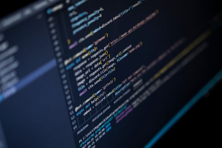 Source code on the screen