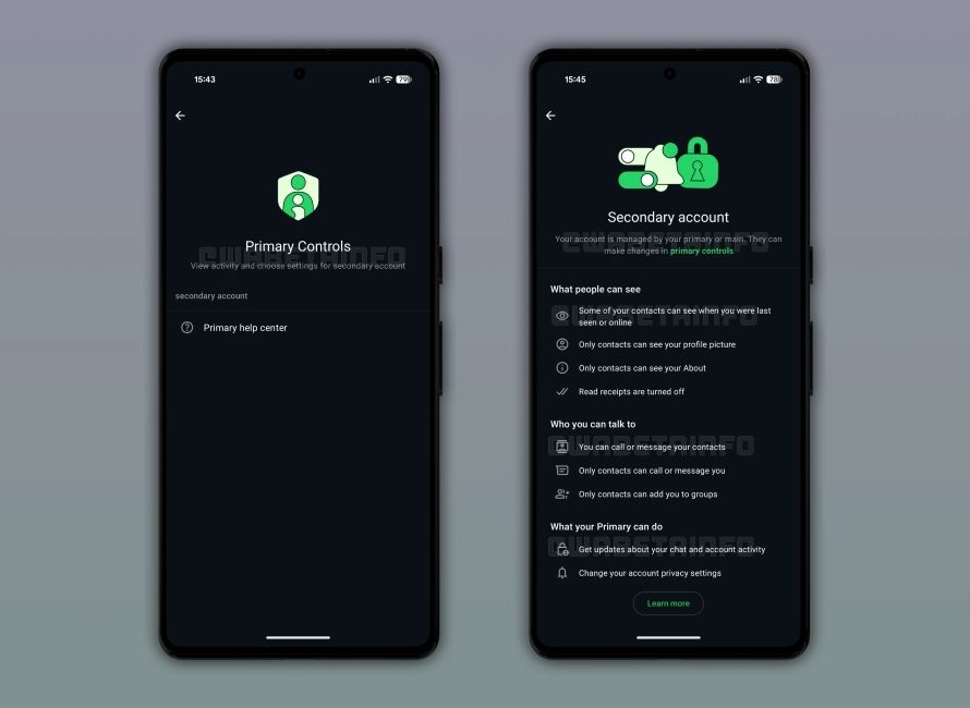 Supervised accouts feature in action on WhatsApp