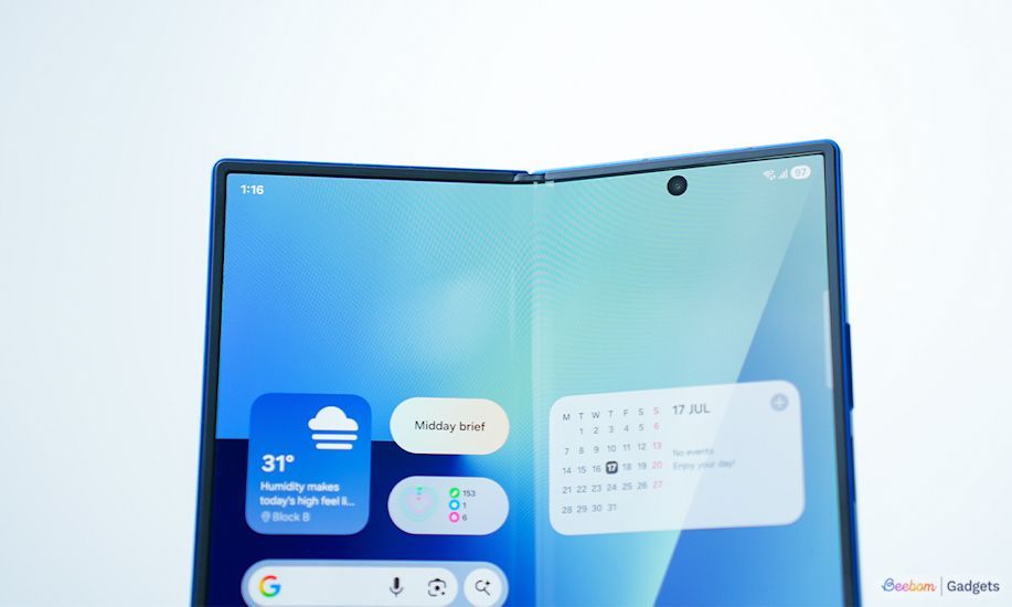 Samsung Galaxy Z Fold 7 folded slightly inwards