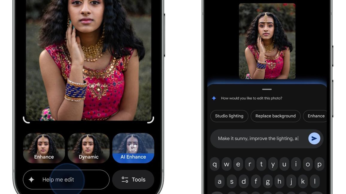 Google Photos with Help me edit option