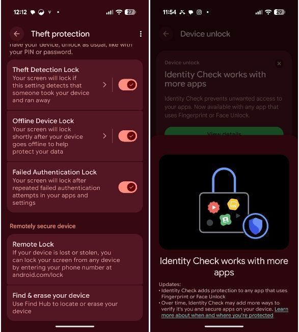 Android 16 theft protection menu and feature in action Android 16 theft protection menu and feature in action