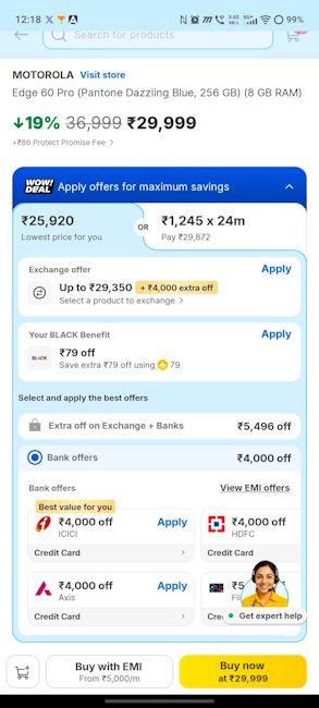 Motorola Edge 60 Pro Flipkart deal screenshot