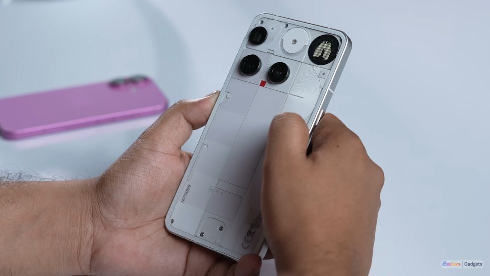 Nothing Phone (3) fron the back with glyph matrix on