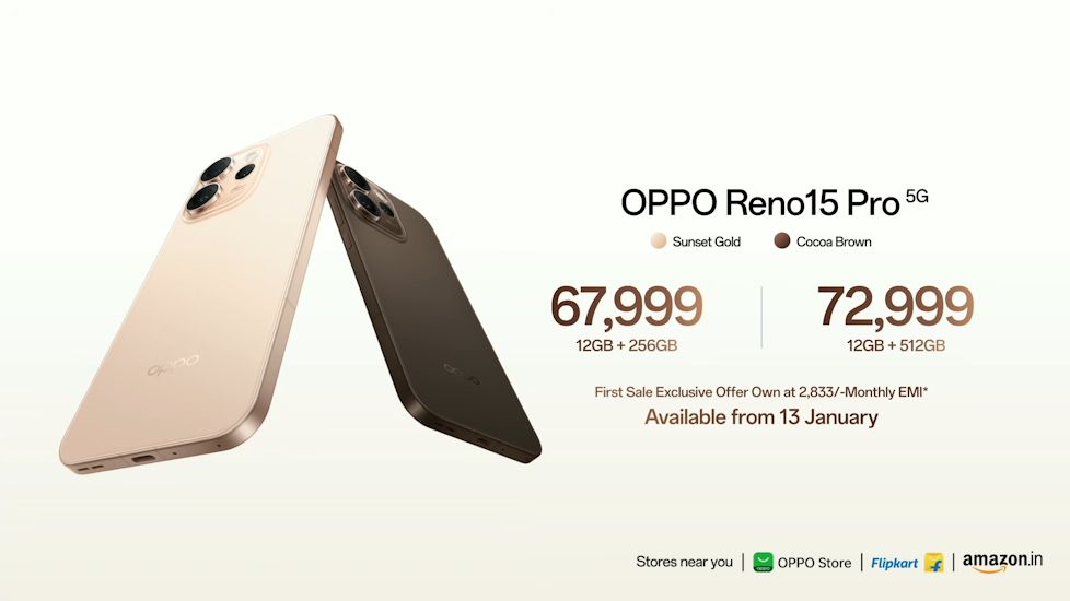 Oppo Reno 15 Pro price in India details showcased