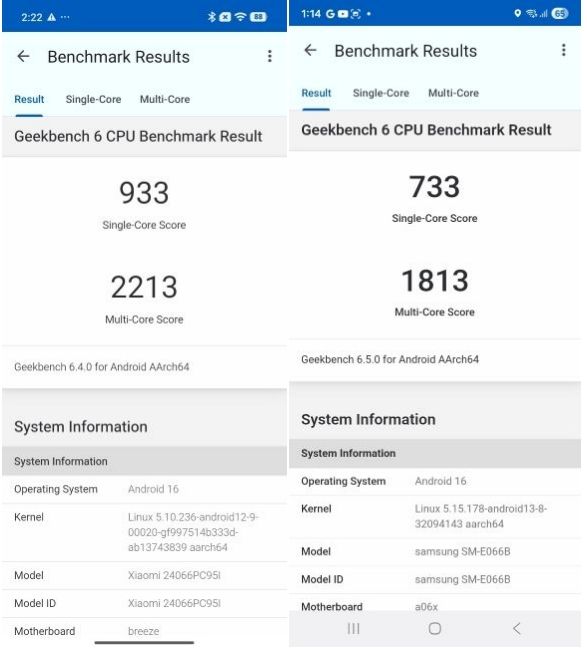 Snapdragon 4 Gen 2 vs Dimensity 6300 Geekbench