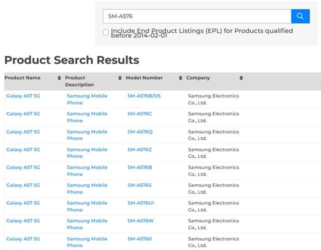 Galaxy A57 5G on Bluetooth SIG
