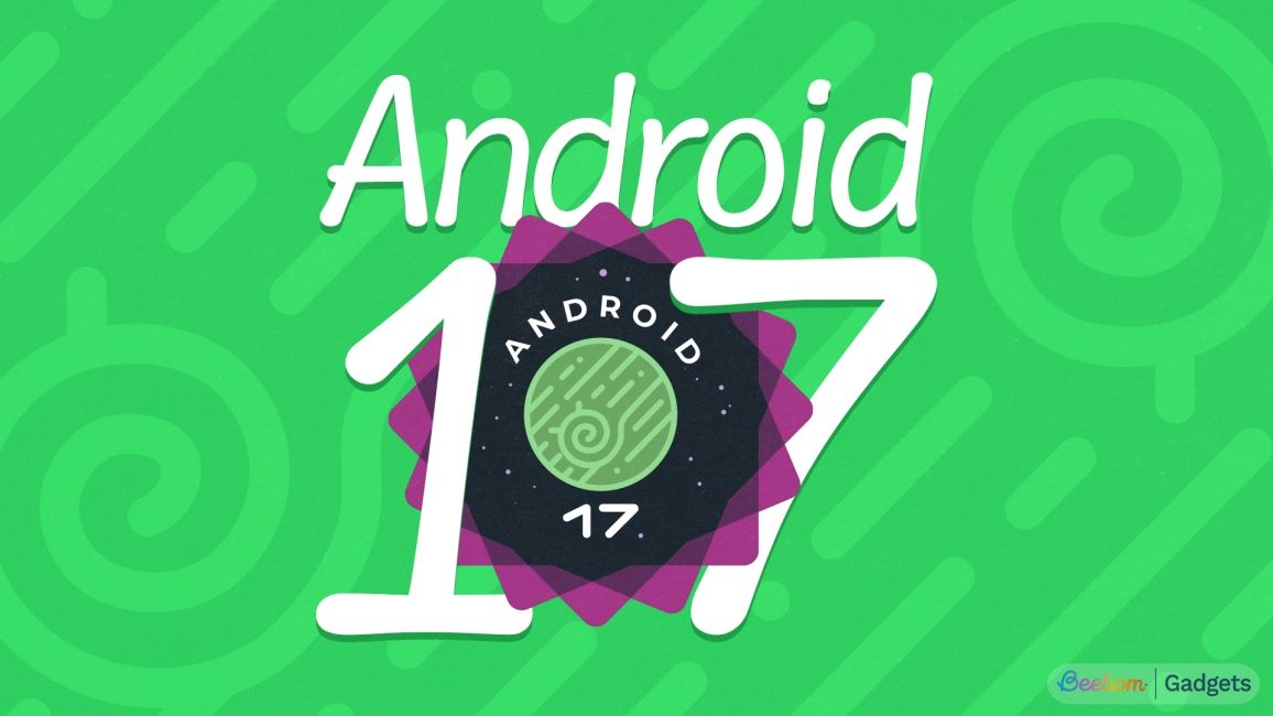illustration of the Android 17 logo with abstract elements in the background