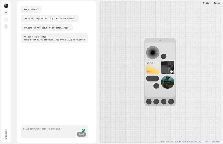 Nothing Essential Playground builder app