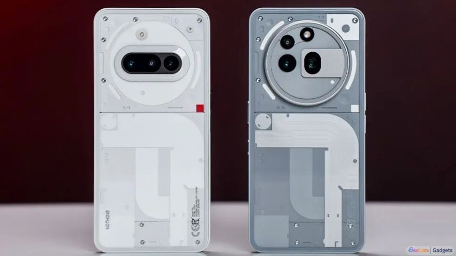 Nothing Phone (3a) and Phone (3a Pro from the back on the table Nothing Phone (3a) and Phone (3a Pro from the back on the table