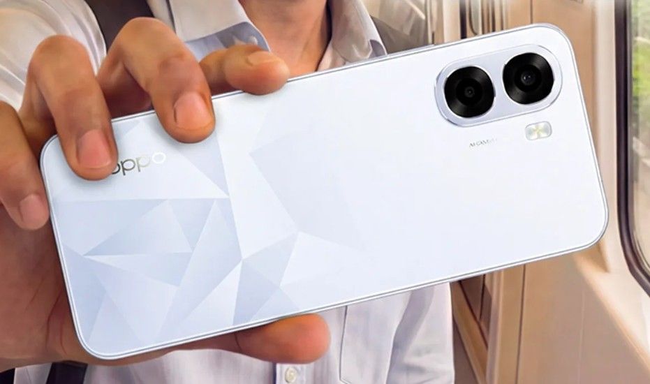 Oppo K14x held from the back