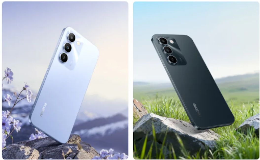 Realme C83 5G Blooming Purple and Sprouting Green colour options back design showcased