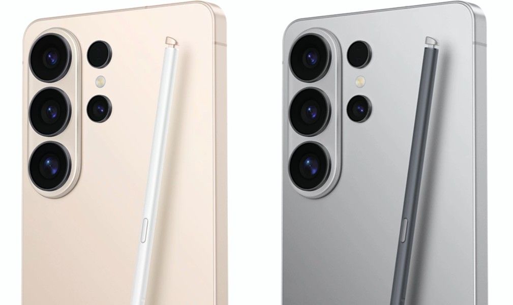 Samsung Galaxy S26 Ultra in Pink Gold and Silver from the back with S Pen