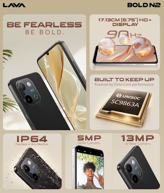 Lava Bold N2 key specs at a glance