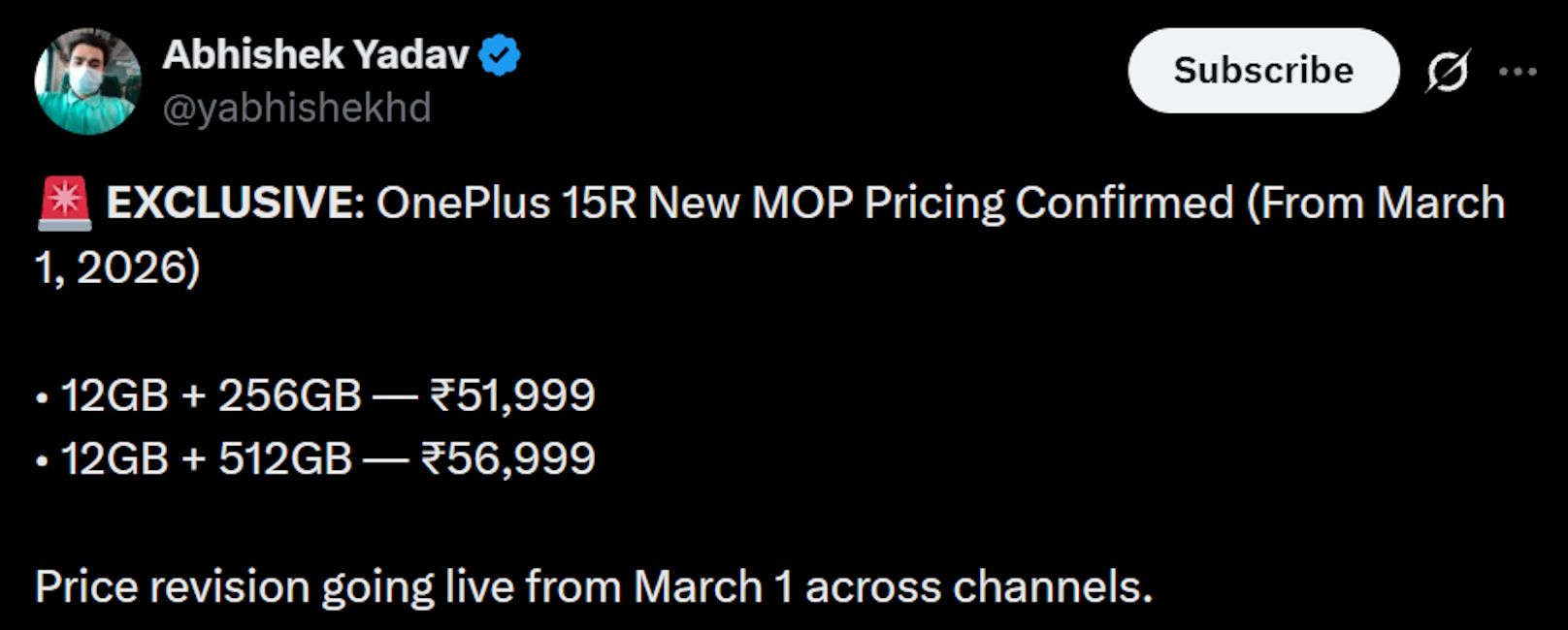 OnePlus 15R leaked price hilke OnePlus 15R leaked price hilke