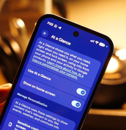 At a glance widget settings page