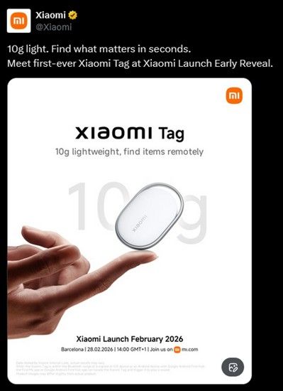 Xiaomi Tag unveiling post on X Xiaomi Tag unveiling post on X