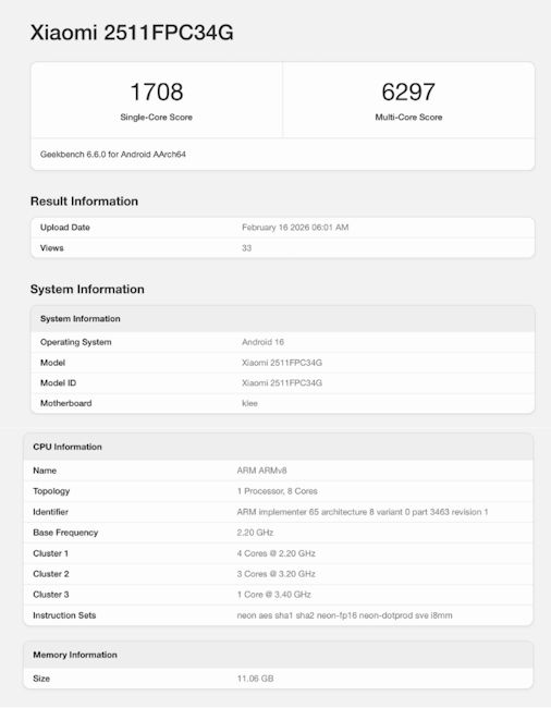 Poco X8 Pro Geekbench listing showcased