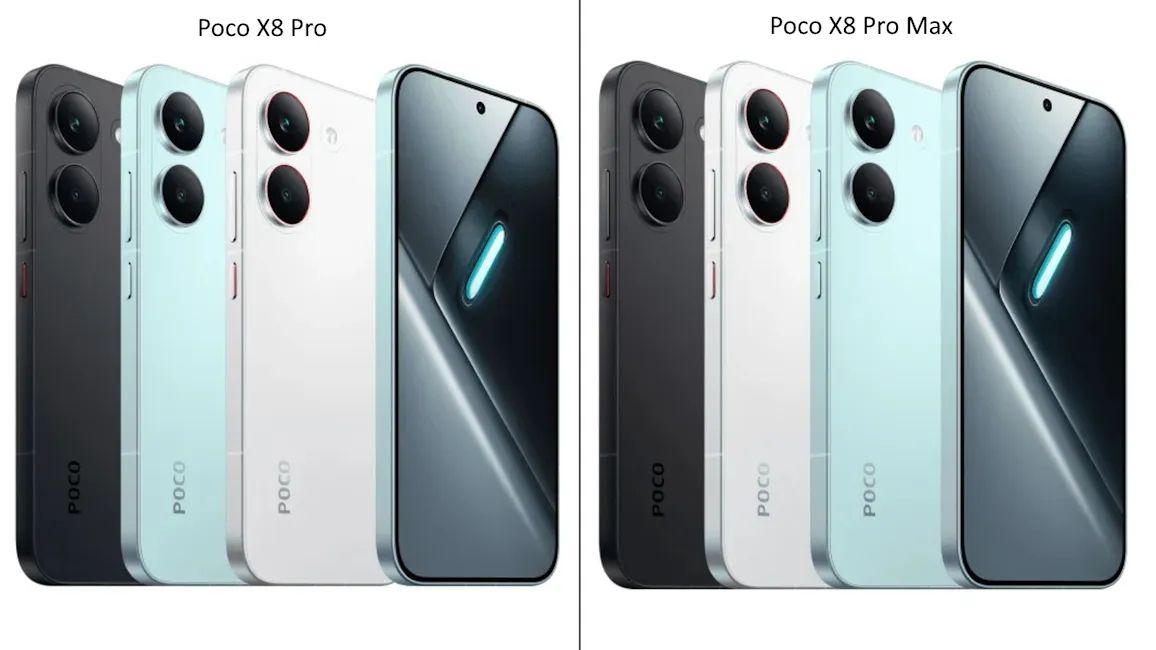 Poco X8 Pro colour options and design showcased in official renders
