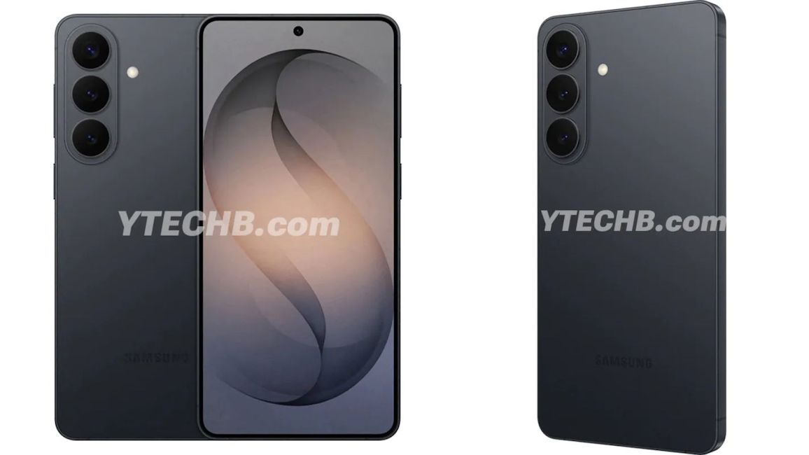 Galaxy S26 Plus new renders with front and back view in black colourway