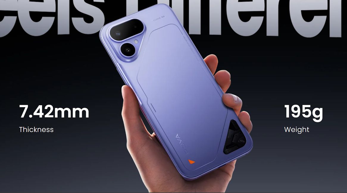 Tecno Pova Curve 2 in hand blue design showcased