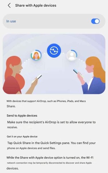 AirDrop Quick Share enable page