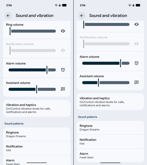 Assistant Volume Slider in Android 17 settings