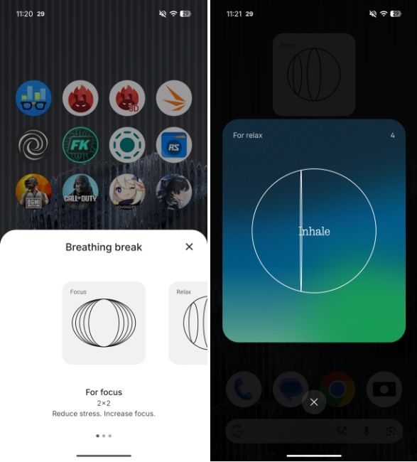 Breathing Break widget Nothing OS 4.1
