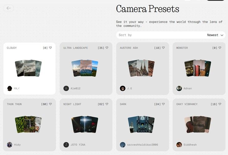 Camera Presets in Nothing Playground