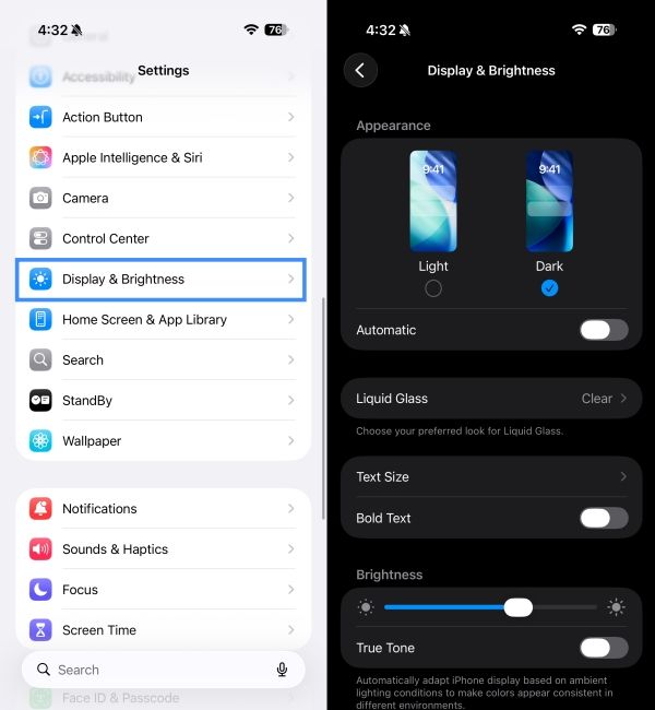 Change display settings on iPhone 