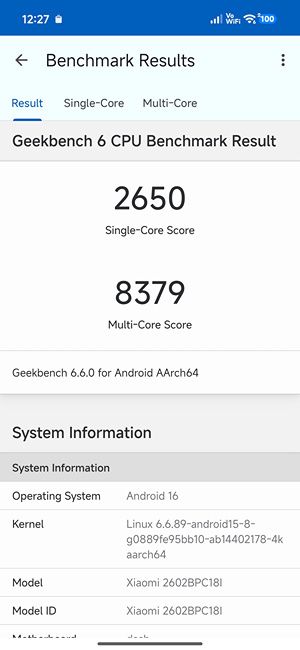 Dimensity 9500s Geekbench Score