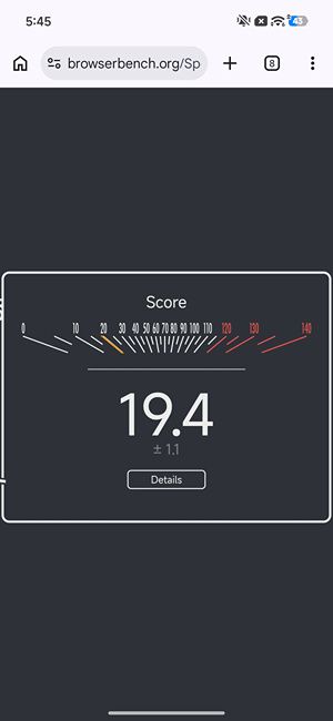 Dimensity 9500s Speedometer 3.0 Score