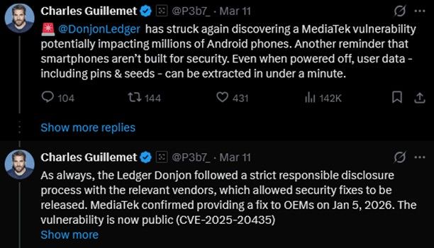 Charles with Donjon MediaTek vulnerability information Charles with Donjon MediaTek vulnerability information