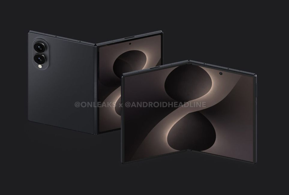 Samsung Galaxy Z Fold 8 wide front and back black design renders Samsung Galaxy Z Fold 8 wide front and back black design renders