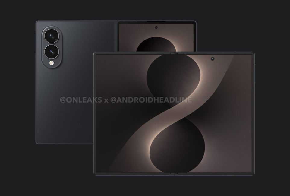 Samsung Galaxy Z Fold 8 wide front and back black design renders 2 Samsung Galaxy Z Fold 8 wide front and back black design renders 2