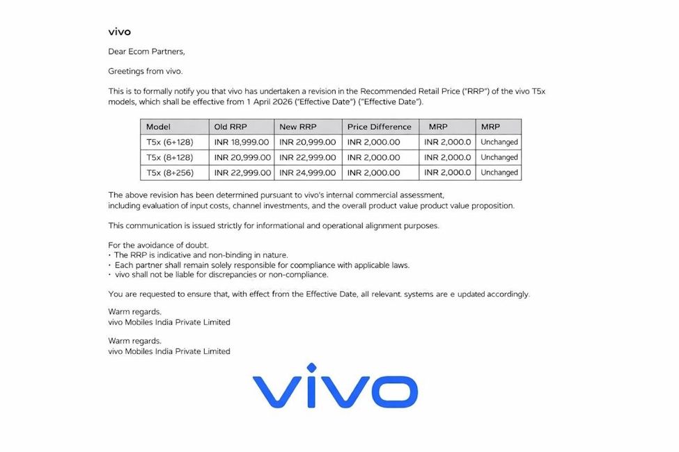 Vivo T5x 5G price hike report