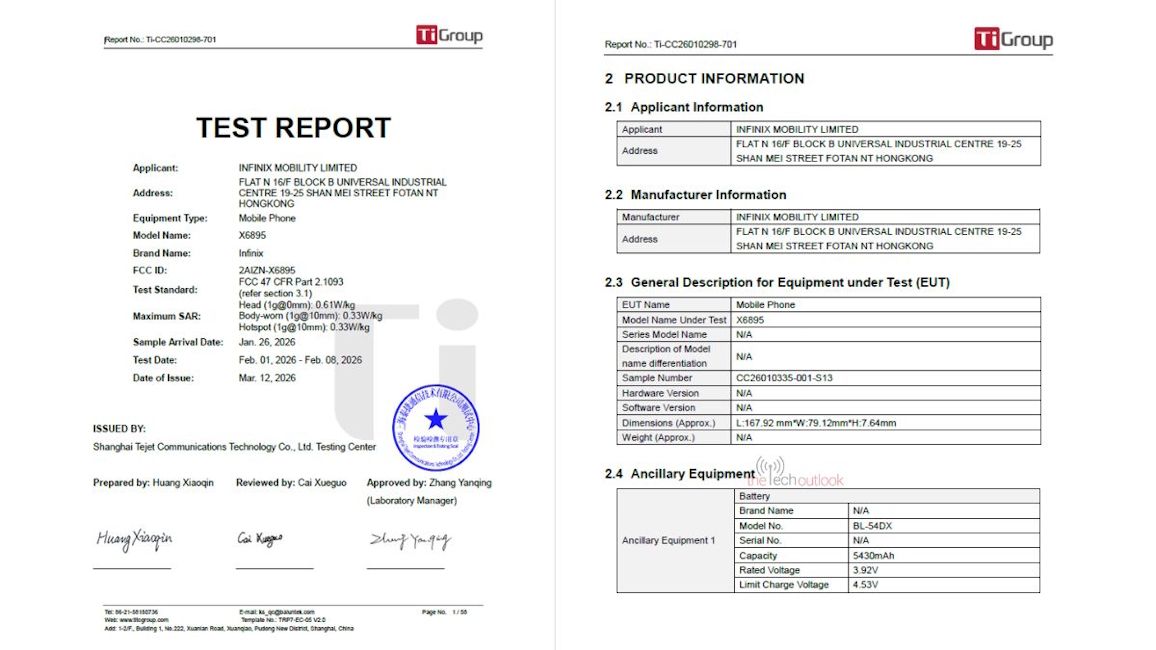 Infinix Hot 70 FCC listing for SKU X6895 Infinix Hot 70 FCC listing for SKU X6895