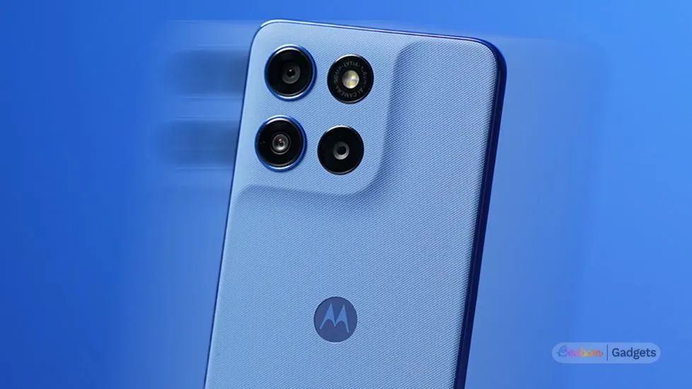Moto G57 Power in blue colourway from the back