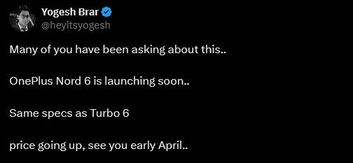 OnePlus Nord 6 pricing details OnePlus Nord 6 pricing details