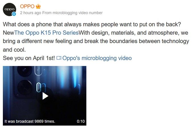 Oppo K15 Pro series teaser