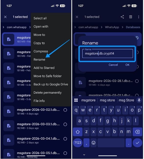 Android phone internal storage rename backup
