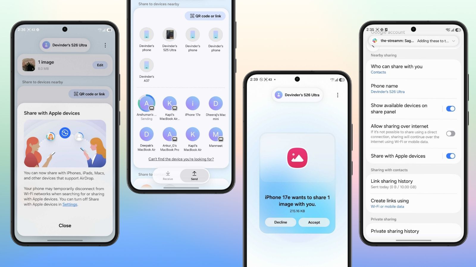 Samsung Quick Share AirDrop demonstration Samsung Quick Share AirDrop demonstration