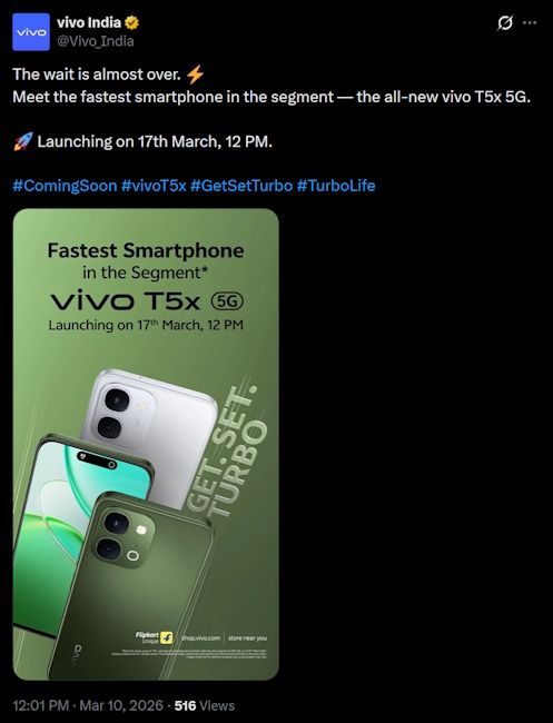 Vivo T5x 5G India launch date out