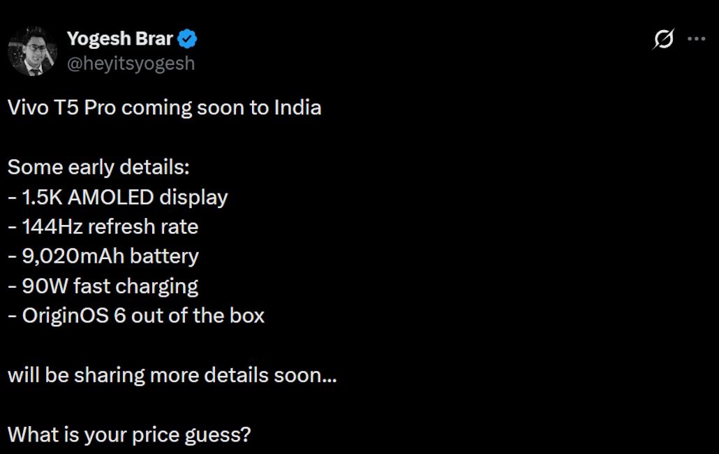 Vivo T5 Pro leaked specifications