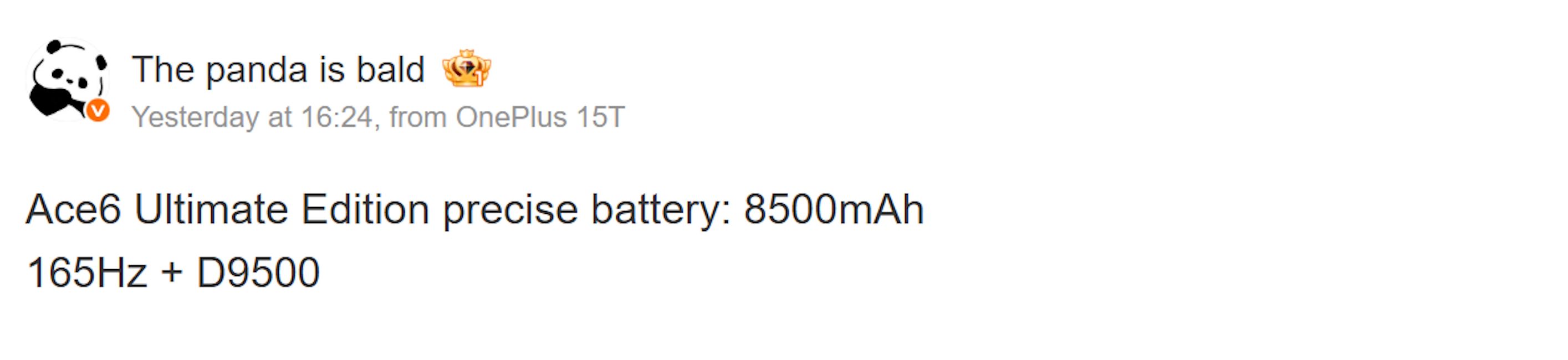 OnePlus Ace 6 Ultra leaked specs